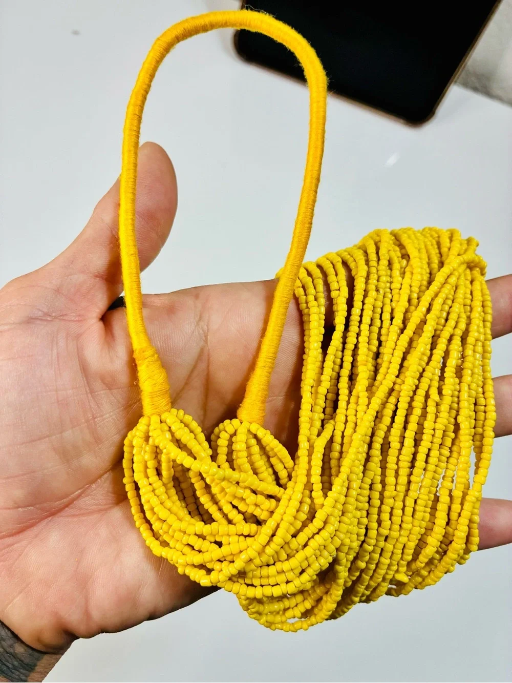 Bright Yellow Multi-Strand Beaded Necklace - Contemporary Women’s Jewelry